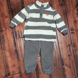 Striped Gray and White Baby Outfit